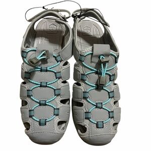 Khombu Ashley Active Sandals Womens Gray Teal Waterproof Hiking Size 10 Hiking